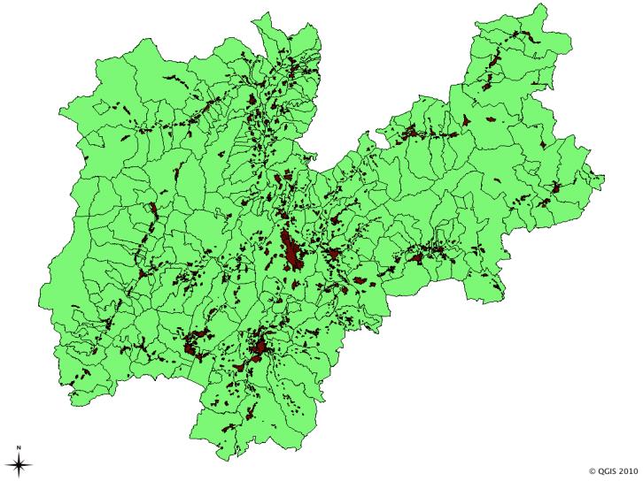 Trentino in Rete - Visione Distribuzione geografica della popolazione La digitalizzazione, l innovazione e la disponibilità di infrastrutture a banda larga sono le leve attraverso le quali promuovere