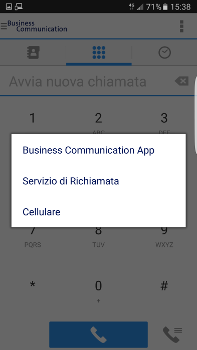 Effettuate l impostazione e confermate con OK: 3 Effettuare una chiamata Remote Office con la app Business Communication: Inserite come sempre dapprima il