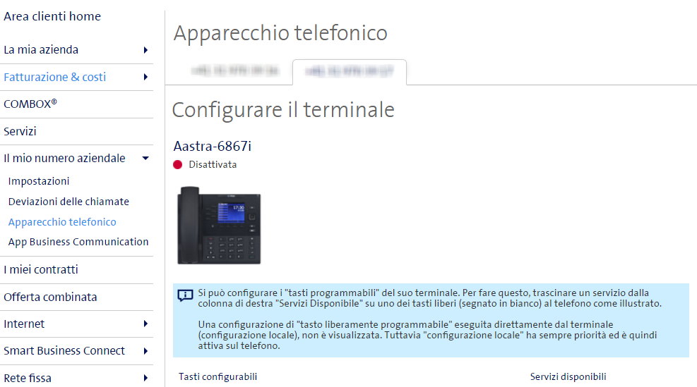 8. Apparecchio telefonico 8. Descrizione In questo menu configurate i servizi sui tasti liberamente programmabili del vostro telefono.