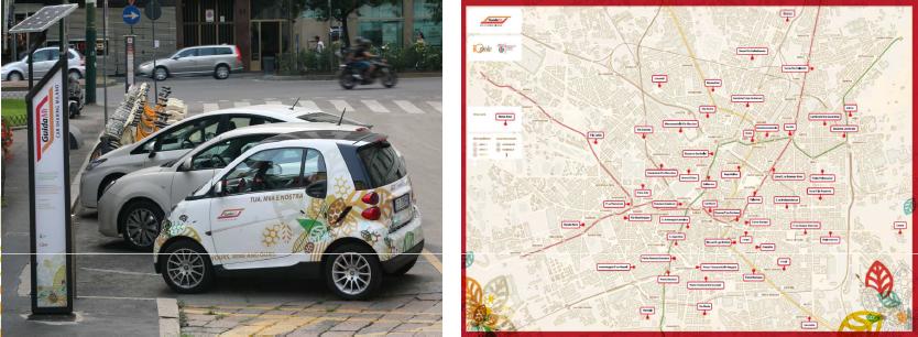 Car-Sharing oggi GuidaMI offre (ad oltre 5.500 clienti): Servizi di car sharing e parcheggi su strada a Milano e in alcune municipalità limitrofe (Sesto S. Giovanni, Monza, Bollate).