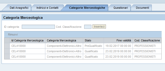 Figura 18 Qualifica per categoria La Qualifica ha una durata rappresentata dal campo Fine Validità.