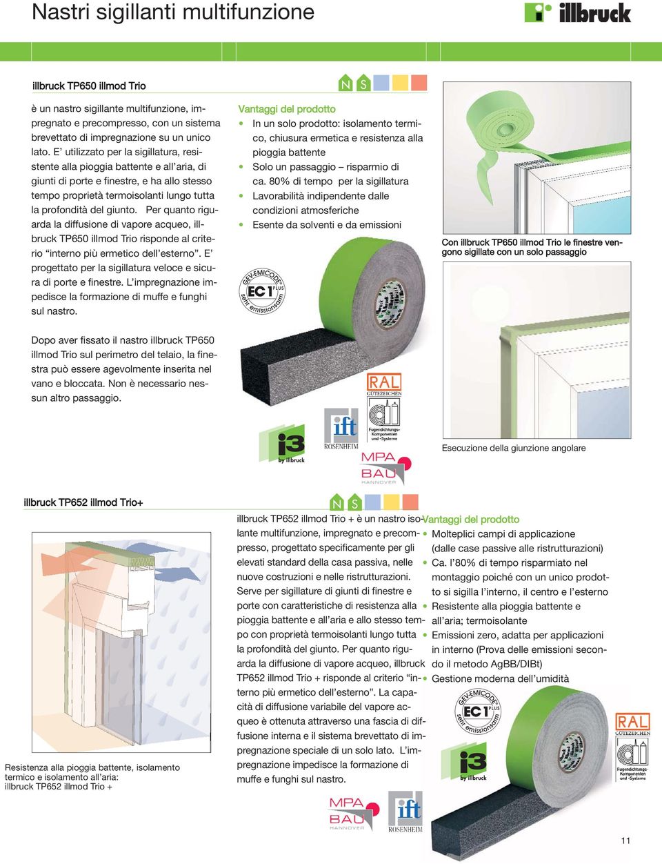 Per quanto riguarda la diffusione di vapore acqueo, illbruck TP650 illmod Trio risponde al criterio interno più ermetico dell esterno.