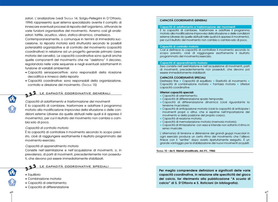 varie funzioni organizzative del movimento. Avremo così gli analizzatori: tattile, acustico, visivo, statico-dinamico, cinestesico.