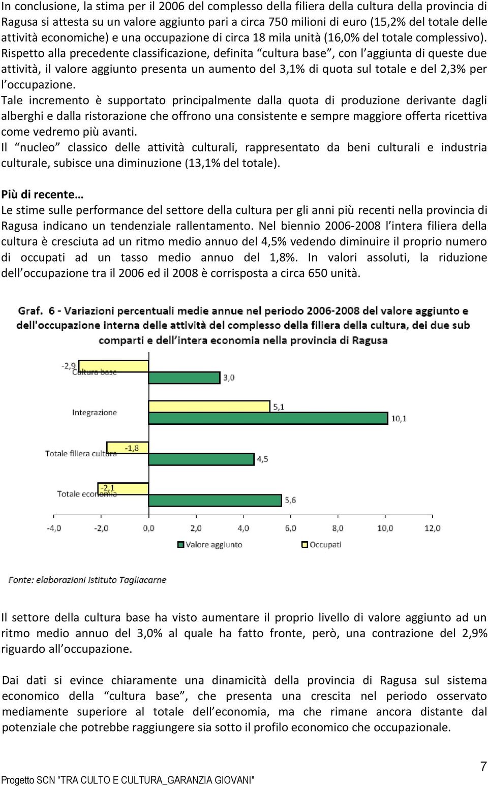 Rispetto alla precedente classificazione, definita cultura base, con l aggiunta di queste due attività, il valore aggiunto presenta un aumento del 3,1% di quota sul totale e del 2,3% per l