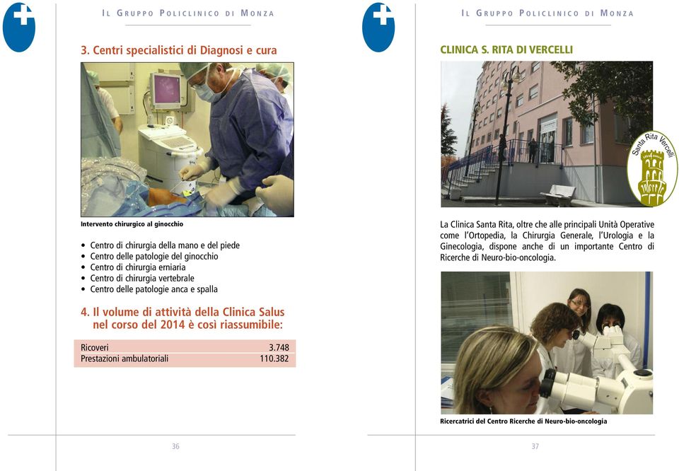 erniaria Centro di chirurgia vertebrale Centro delle patologie anca e spalla La Clinica Santa Rita, oltre che alle principali Unità Operative come l Ortopedia, la Chirurgia