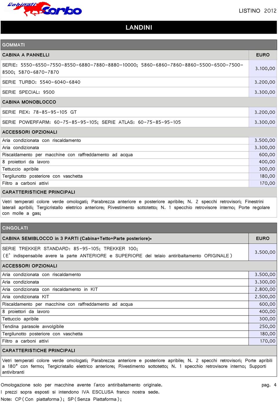 300,00 CINGOLATI CABINA SEMIBLOCCO in 3 PARTI (Cabina+Tetto+Parte posteriore)* SERIE TREKKER STANDARD: 85-95-105; TREKKER 100; (E indispensabile avere la parte ANTERIORE e SUPERIORE del telaio