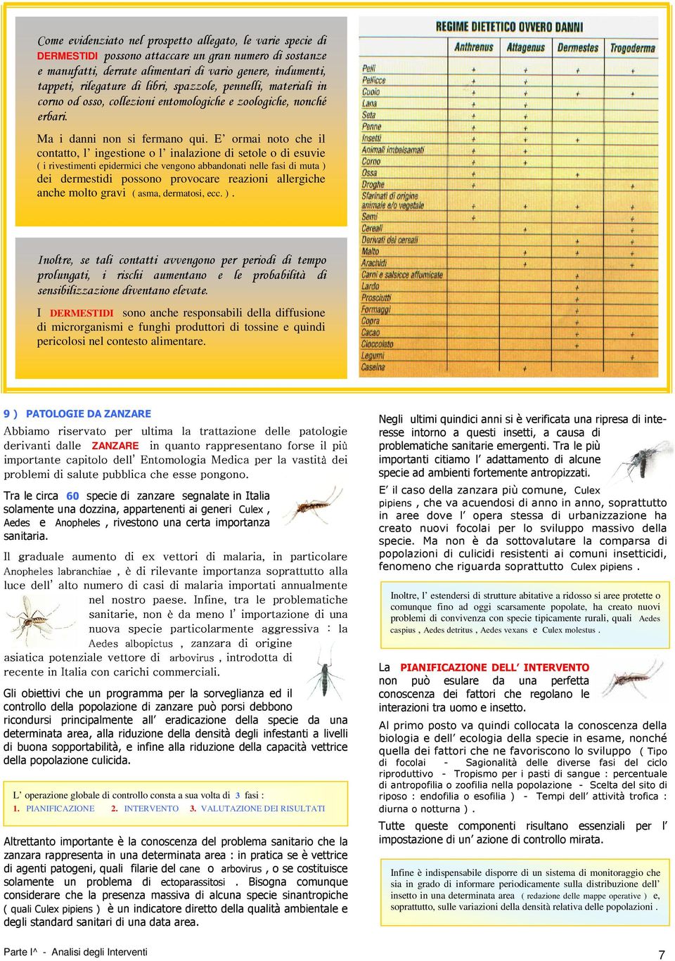 E ormai noto che il contatto, l ingestione o l inalazione di setole o di esuvie ( i rivestimenti epidermici che vengono abbandonati nelle fasi di muta ) dei dermestidi possono provocare reazioni