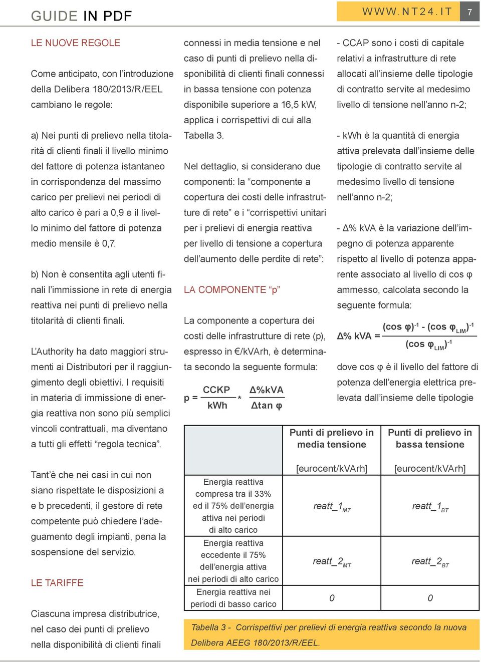 b) Non è consentita agli utenti finali l immissione in rete di energia reattiva nei punti di prelievo nella titolarità di clienti finali.