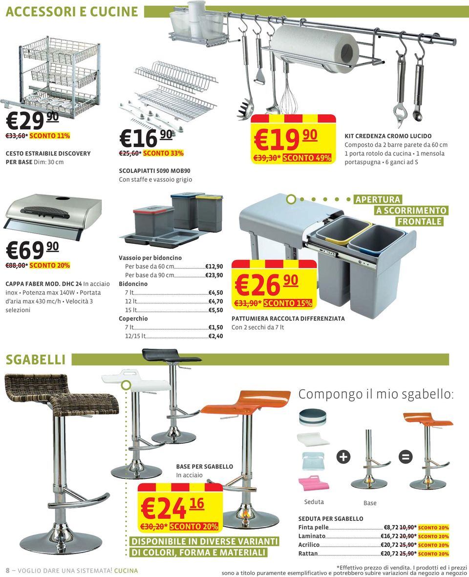 DHC 24 In acciaio 140W Portata d aria max 430 mc/h Velocità 3 selezioni SGABELLI Vassoio per bidoncino Per base da 60 cm 12,90 Per base da 90 cm 23,90 Bidoncino 7 lt 4,50 12 lt 4,70 15 lt 5,50