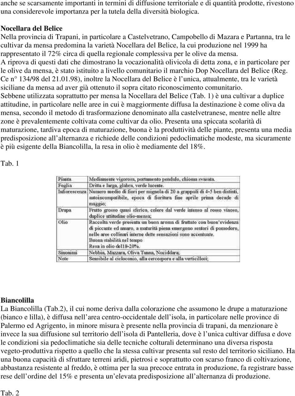 nel 1999 ha rappresentato il 72% circa di quella regionale complessiva per le olive da mensa.