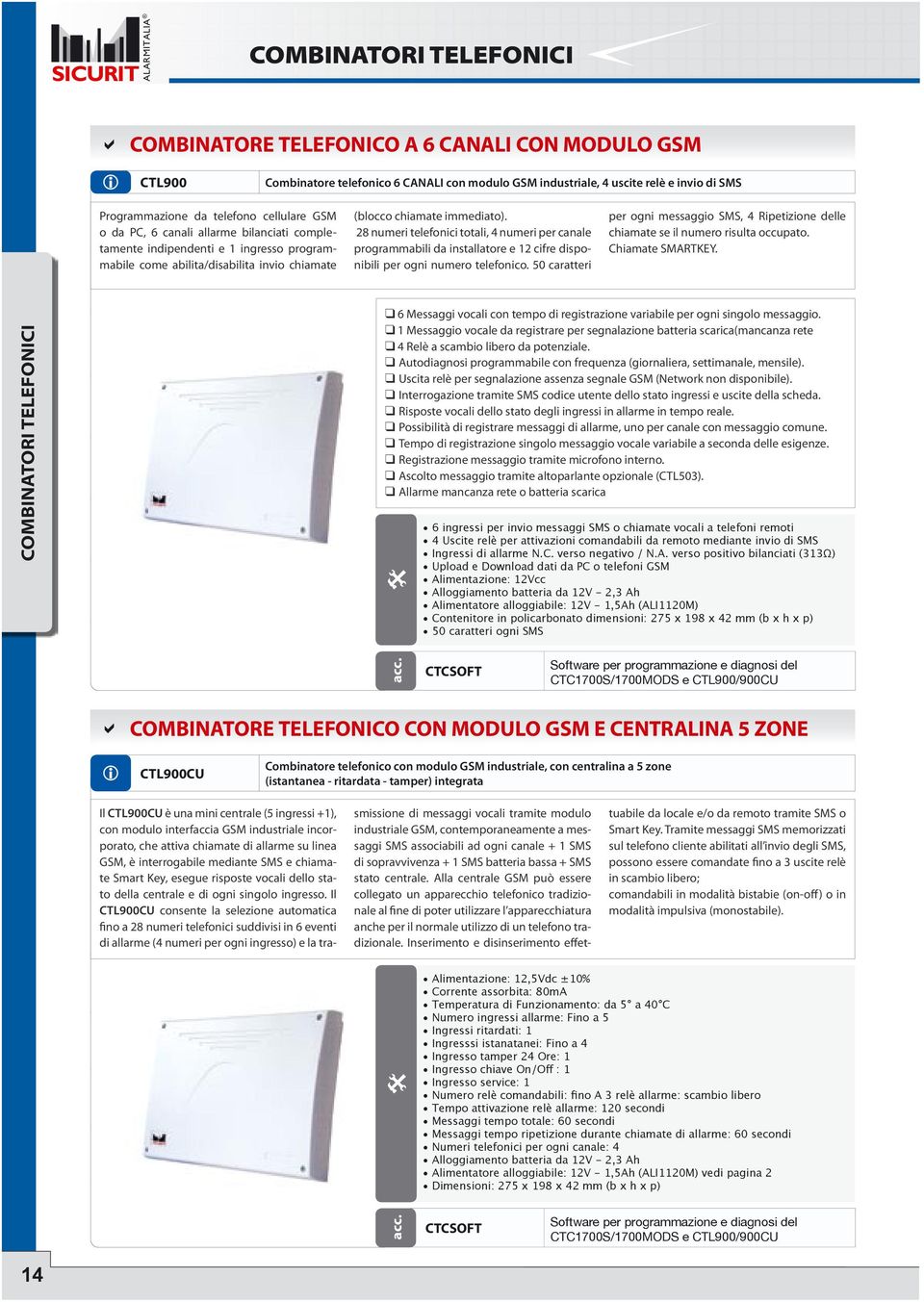 28 numeri telefonici totali, 4 numeri per canale programmabili da installatore e 12 cifre disponibili per ogni numero telefonico.