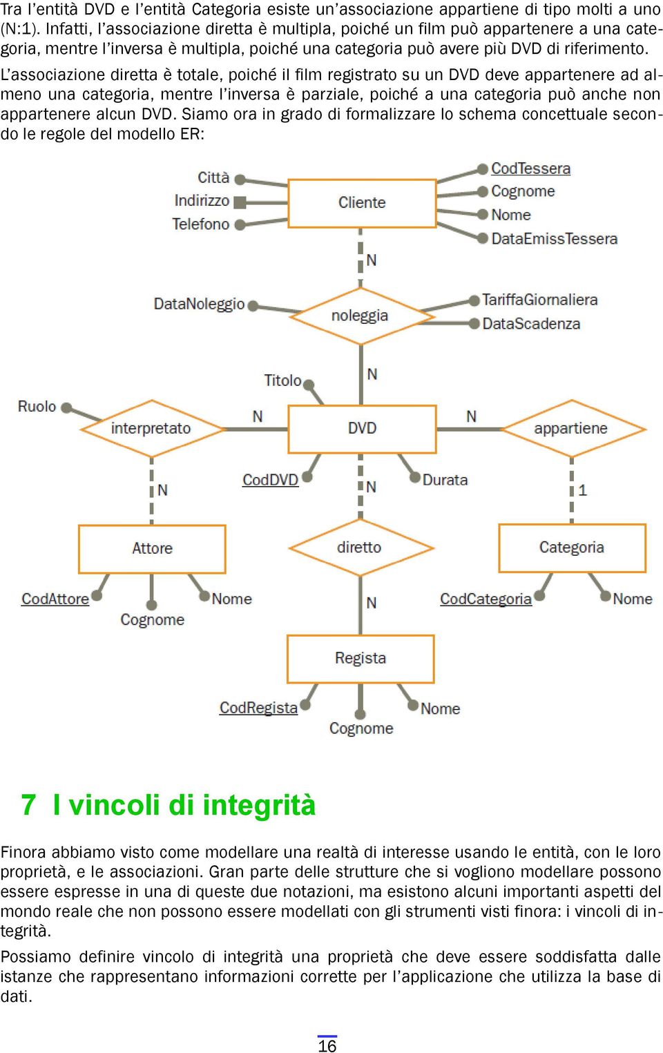 L associazione diretta è totale, poiché il film registrato su un DVD deve appartenere ad almeno una categoria, mentre l inversa è parziale, poiché a una categoria può anche non appartenere alcun DVD.