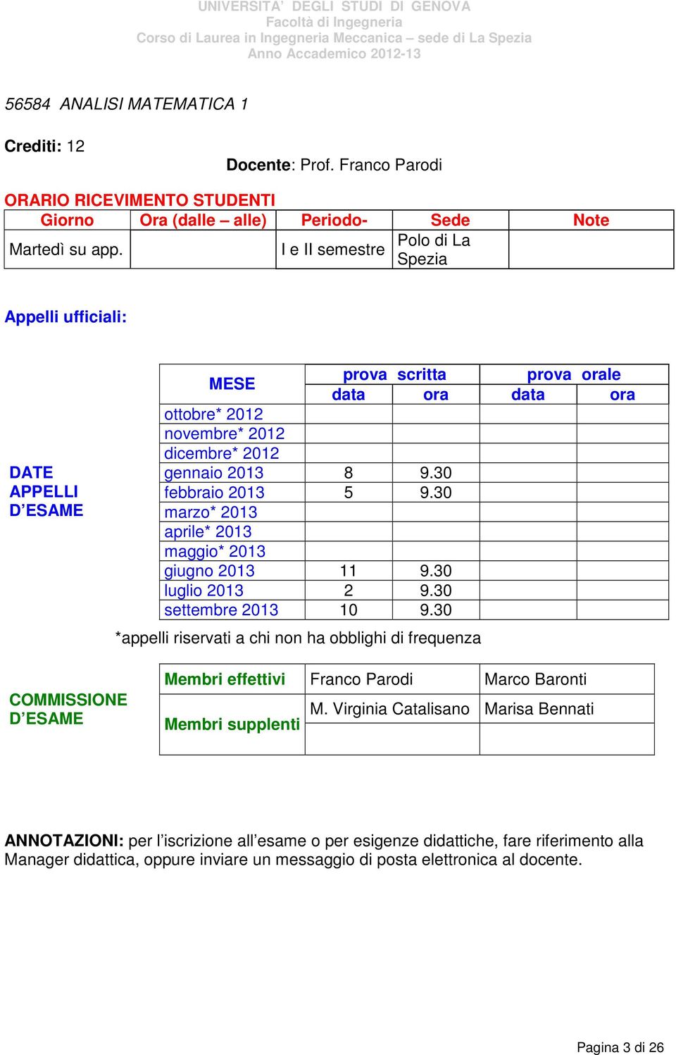 effettivi Franco Parodi Marco Baronti M.