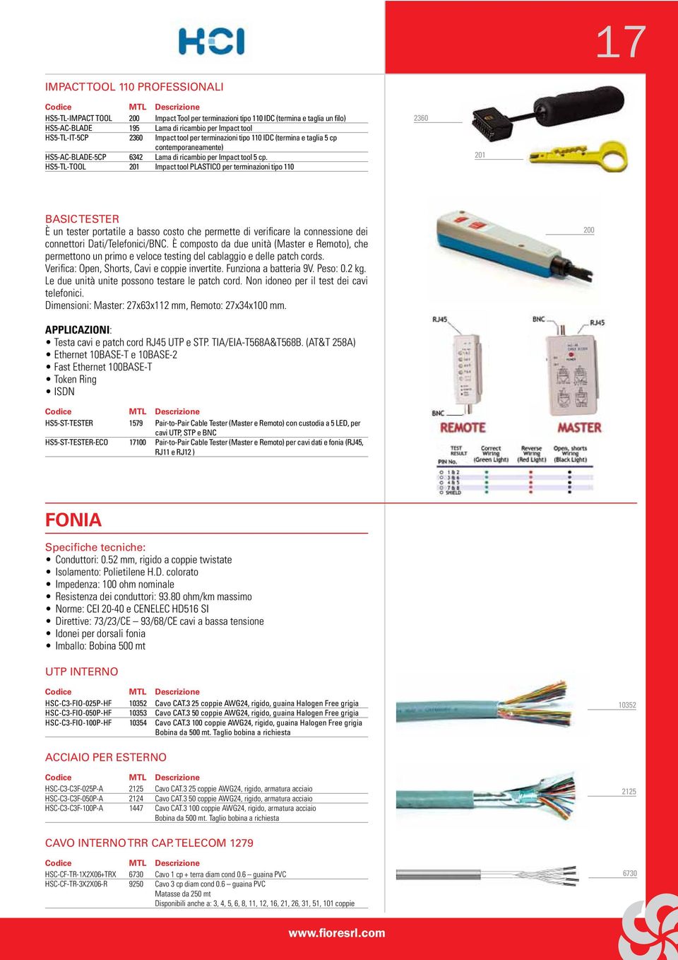 HS5-TL-TOOL 201 Impact tool PLASTICO per terminazioni tipo 110 2360 201 BASIC TESTER È un tester portatile a basso costo che permette di verificare la connessione dei connettori Dati/Telefonici/BNC.