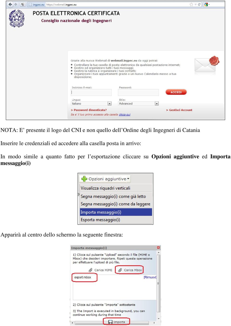 modo simile a quanto fatto per l esportazione cliccare su Opzioni aggiuntive