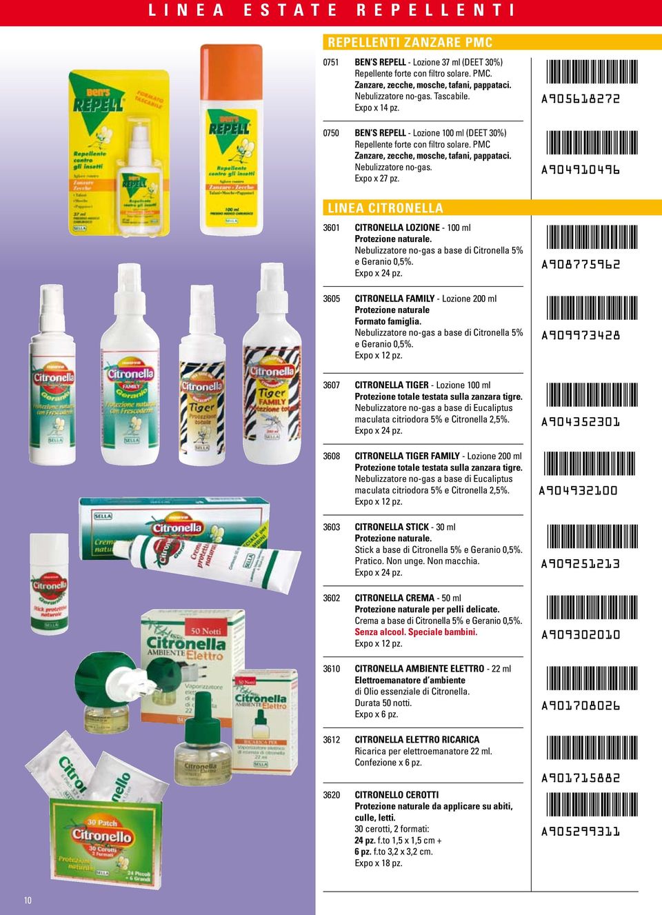 Expo x 27 pz. LINEA CITRONELLA 3601 CITRONELLA LOZIONE - 100 ml Protezione naturale. Nebulizzatore no-gas a base di Citronella 5% e Geranio 0,5%.