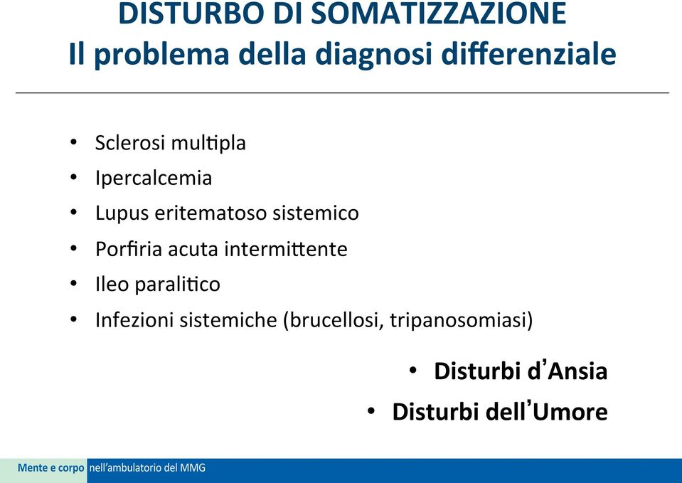 sistemico Porfiria acuta intermi7ente Ileo parali4co Infezioni