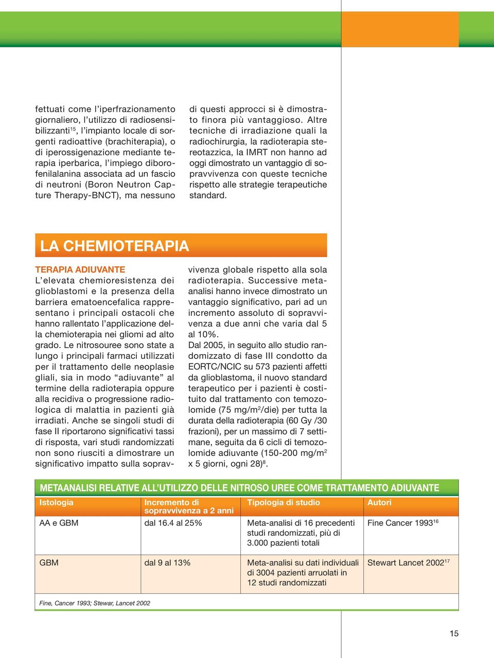 Altre tecniche di irradiazione quali la radiochirurgia, la radioterapia stereotazzica, la IMRT non hanno ad oggi dimostrato un vantaggio di sopravvivenza con queste tecniche rispetto alle strategie