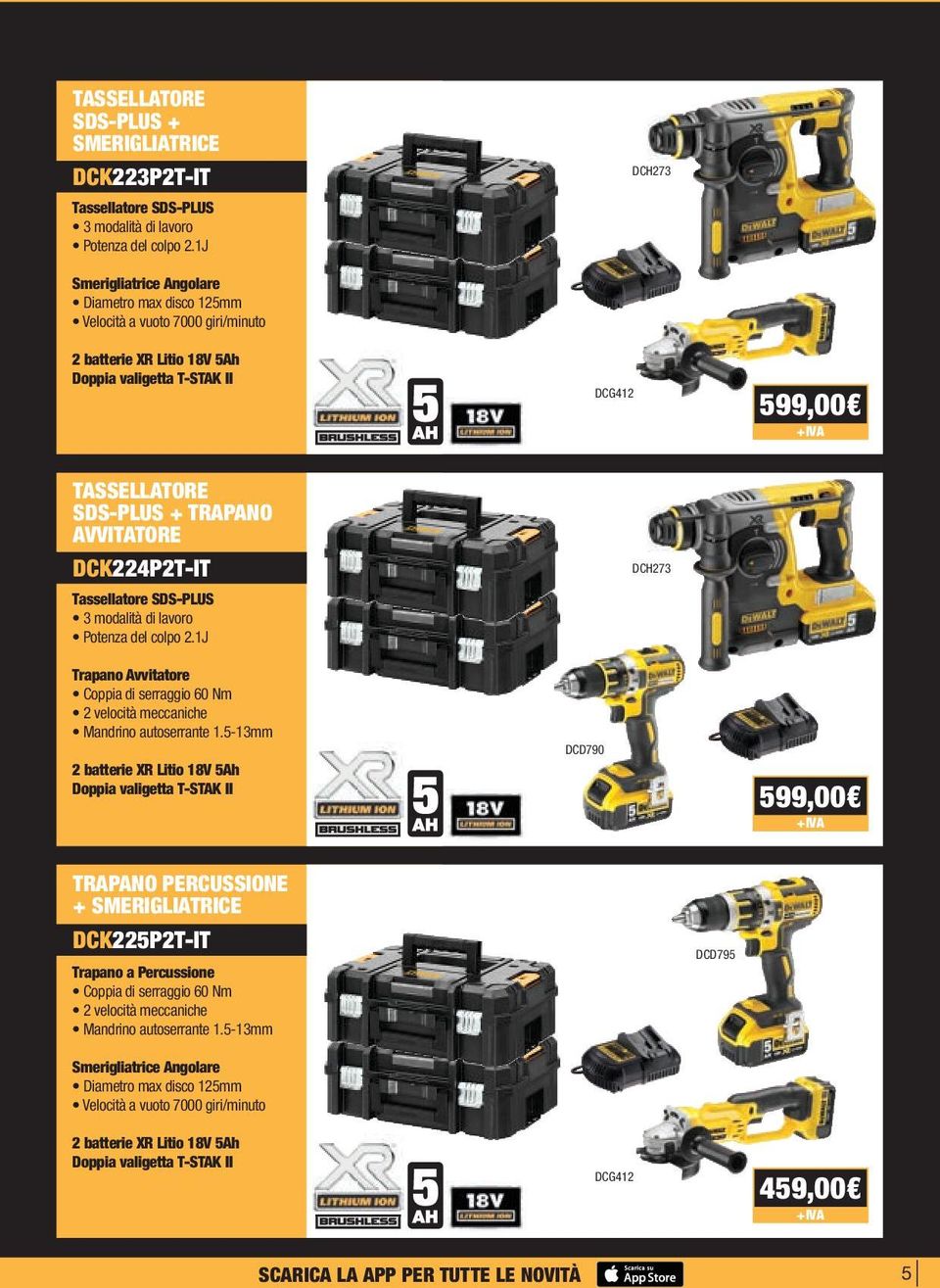 AVVITATORE DCK224P2T-IT Tassellatore SDS-PLUS 3 modalità di lavoro Potenza del colpo 2.1J Trapano Avvitatore Coppia di serraggio 60 Nm 2 velocità meccaniche Mandrino autoserrante 1.