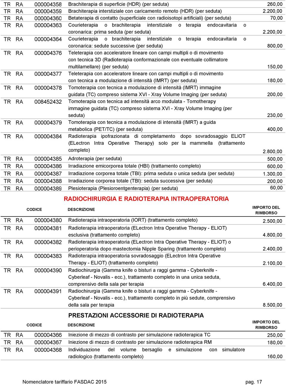 coronarica: prima seduta (per seduta) 2.