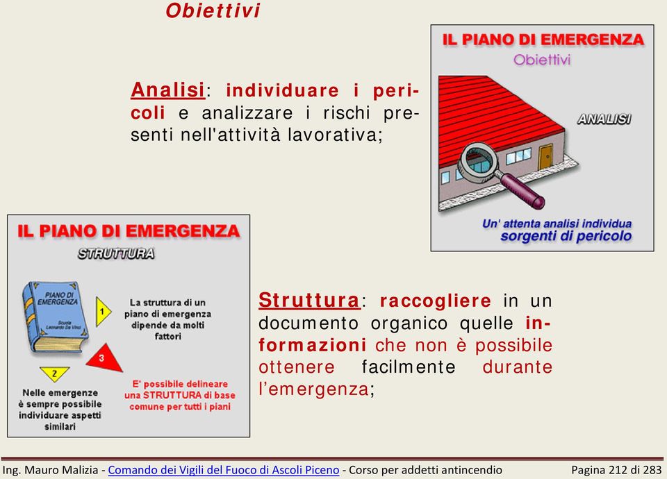 informazioni che non è possibile ottenere facilmente durante l emergenza; Ing.