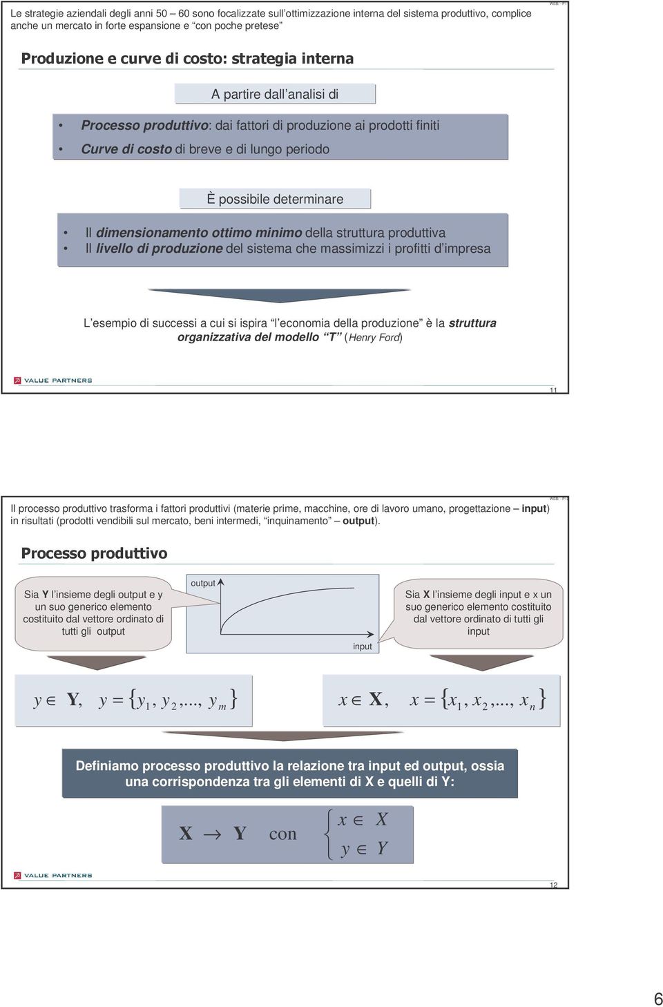 produttiva Il livello di produzione del sistema che massimizzi i profitti d impresa L esempio di successi a cui si ispira l economia della produzione è la struttura organizzativa del modello T (Henry