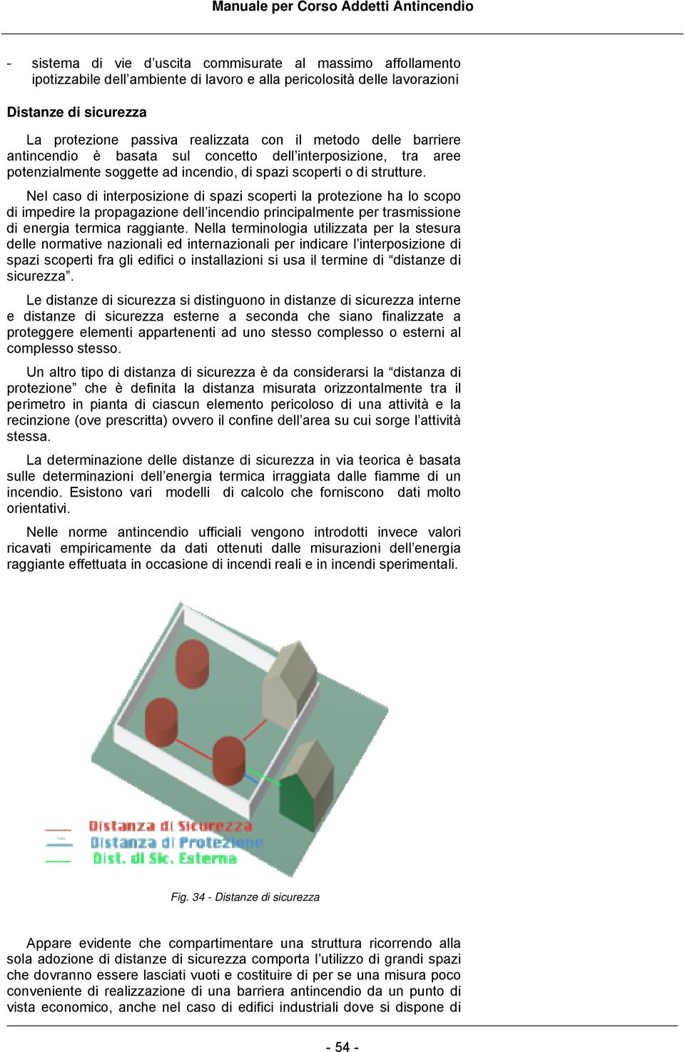 Nel caso di interposizione di spazi scoperti la protezione ha lo scopo di impedire la propagazione dell incendio principalmente per trasmissione di energia termica raggiante.