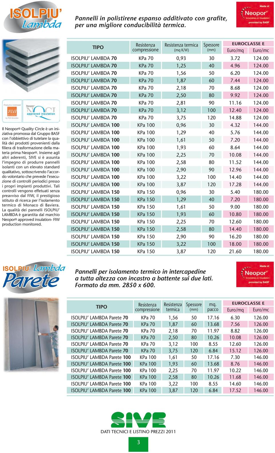 Insieme agli altri aderenti, SIVE si è assunta l impegno di produrre pannelli isolanti con un elevato standard qualitativo, sottoscrivendo l accordo volontario che prevede l esecuzione di controlli