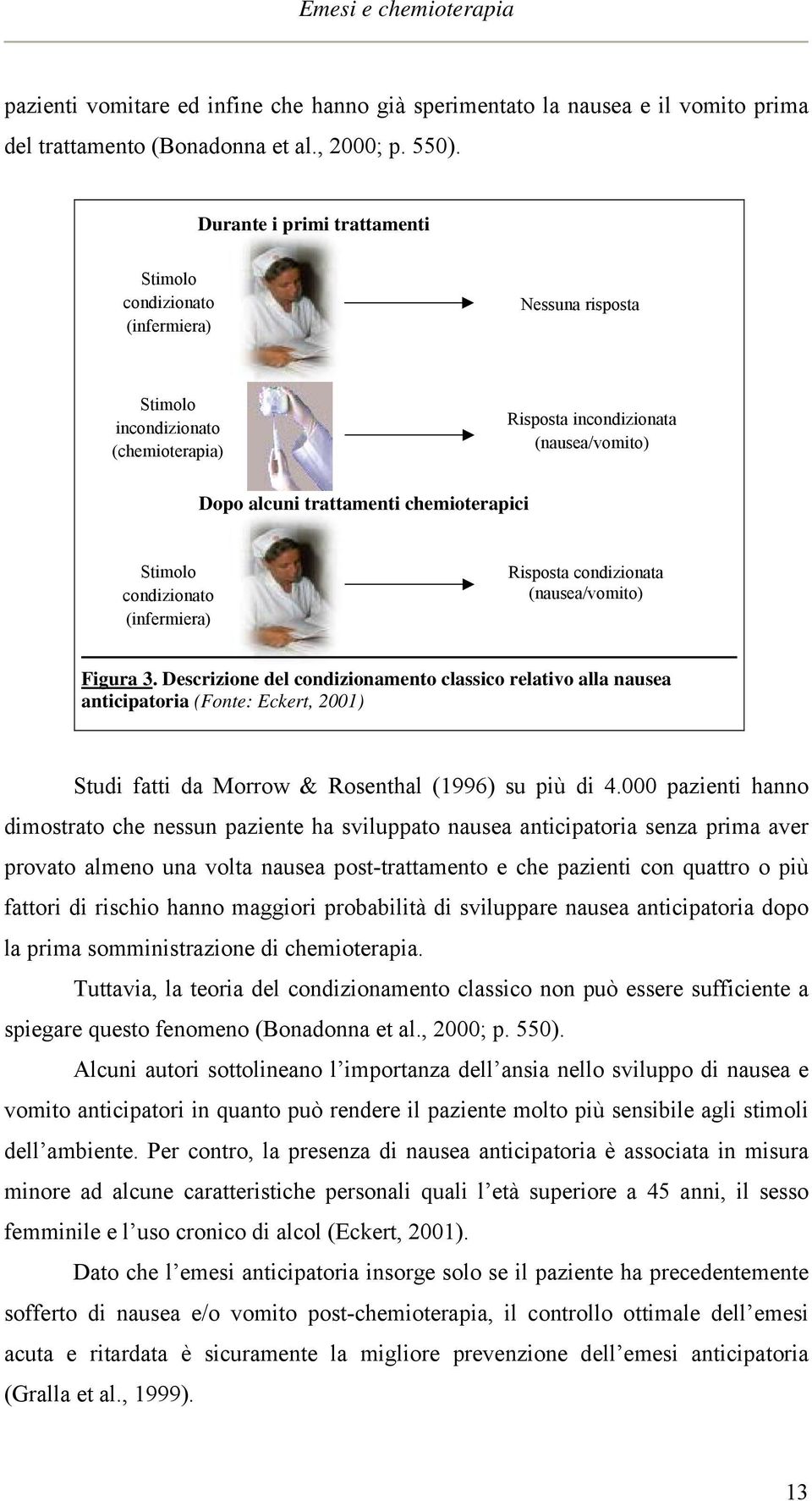 Stimolo condizionato (infermiera) Risposta condizionata (nausea/vomito) Figura 3.