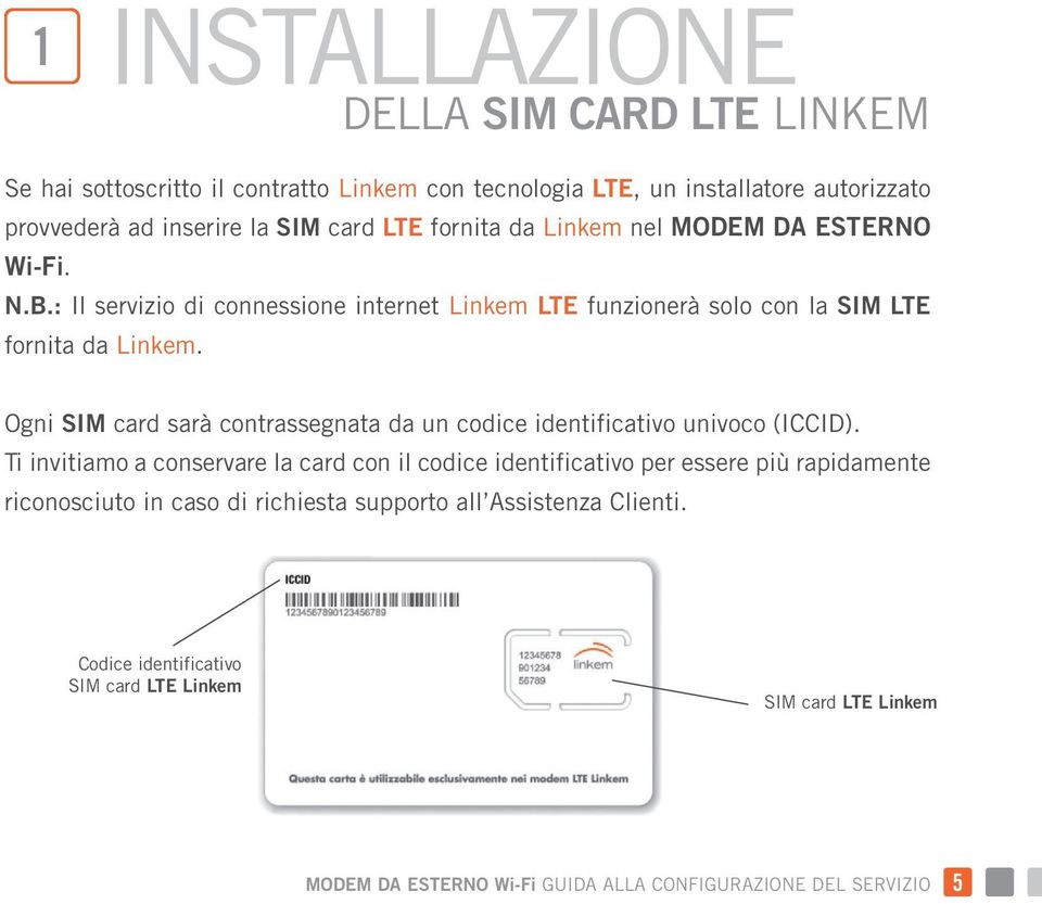 : Il servizio di connessione internet Linkem LTE funzionerà solo con la SIM LTE fornita da Linkem.