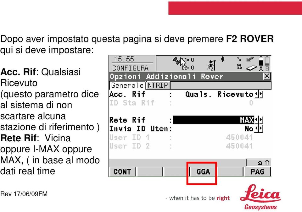 Rif: Qualsiasi Ricevuto (questo parametro dice al sistema di non