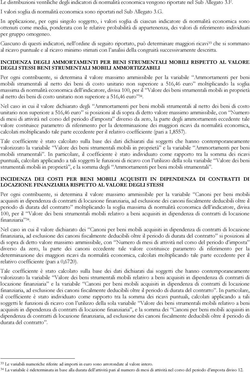 riferimento individuati per gruppo omogeneo.