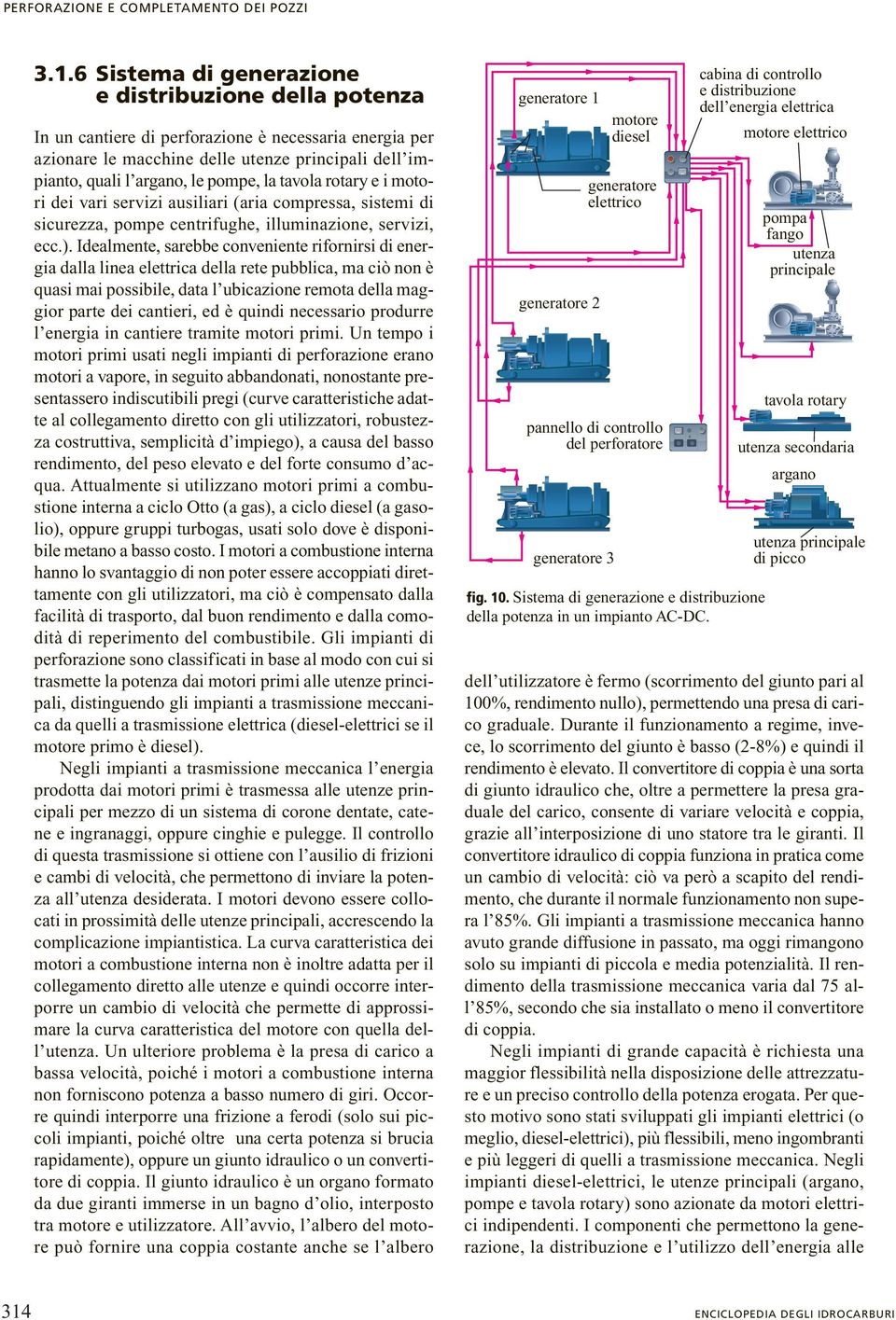 tavola rotary e i motori dei vari servizi ausiliari (aria compressa, sistemi di sicurezza, pompe centrifughe, illuminazione, servizi, ecc.).