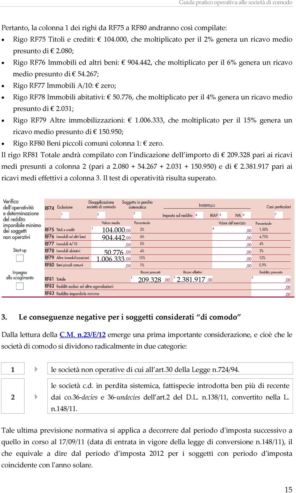 776, che moltiplicato per il 4% genera un ricavo medio presunto di 2.031; Rigo RF79 Altre immobilizzazioni: 1.006.333, che moltiplicato per il 15% genera un ricavo medio presunto di 150.