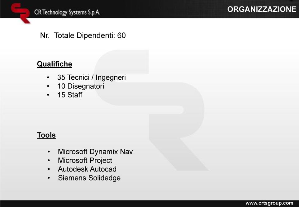 / Ingegneri 10 Disegnatori 15 Staff Tools