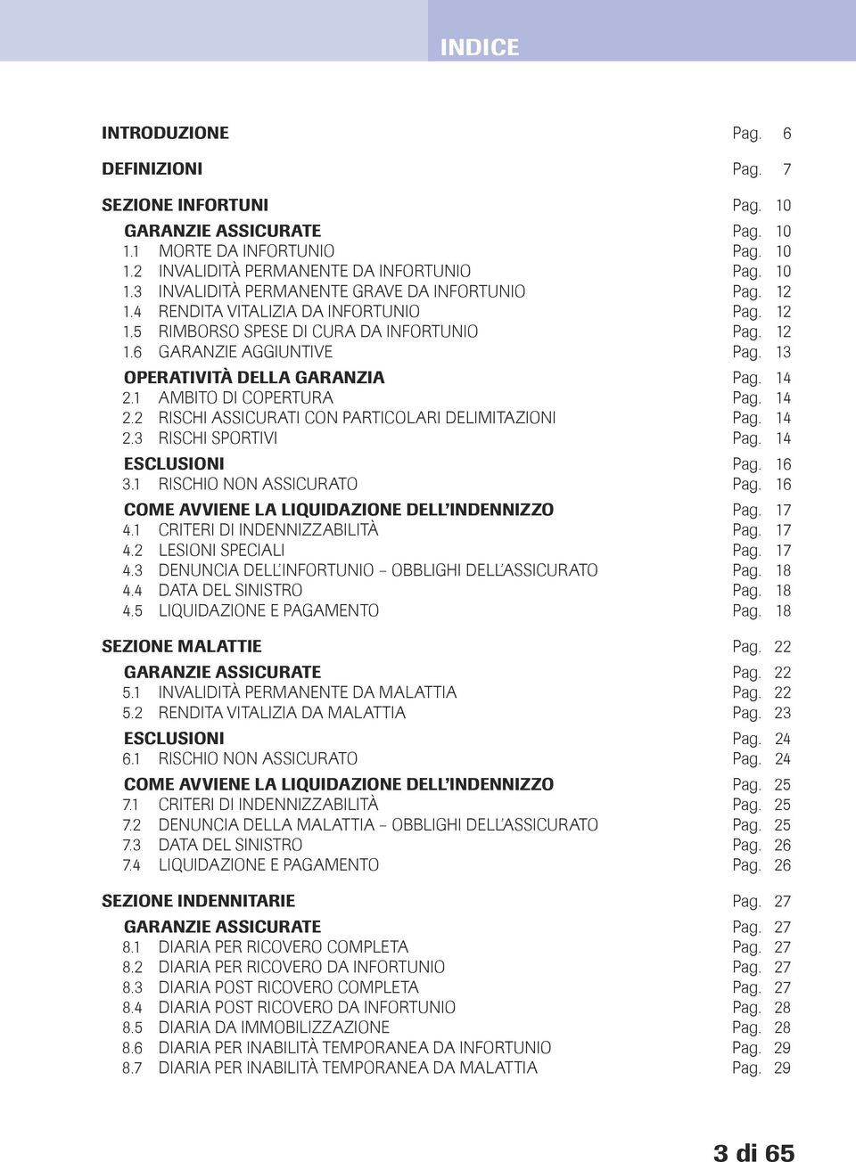 1 AMBITO DI COPERTURA Pag. 14 2.2 RISCHI ASSICURATI CON PARTICOLARI DELIMITAZIONI Pag. 14 2.3 RISCHI SPORTIVI Pag. 14 ESCLUSIONI Pag. 16 3.1 RISCHIO NON ASSICURATO Pag.