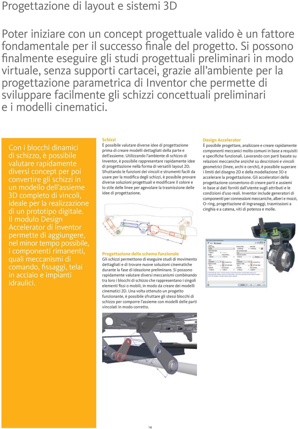 facilmente gli schizzi concettuali preliminari e i modelli cinematici.