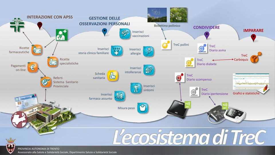 allergie Inserisci intolleranze Inserisci sintomi TreC pollini TreC Diario diabete TreC Diario scompenso TreC Diario asma TreC Diario ipertensione TreC