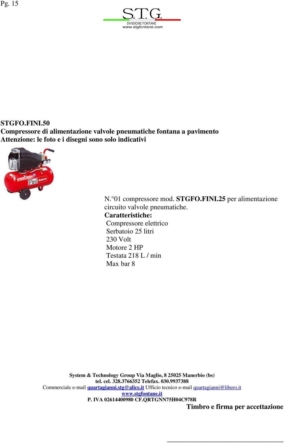 pavimento N. 01 compressore mod. STGFO.FINI.