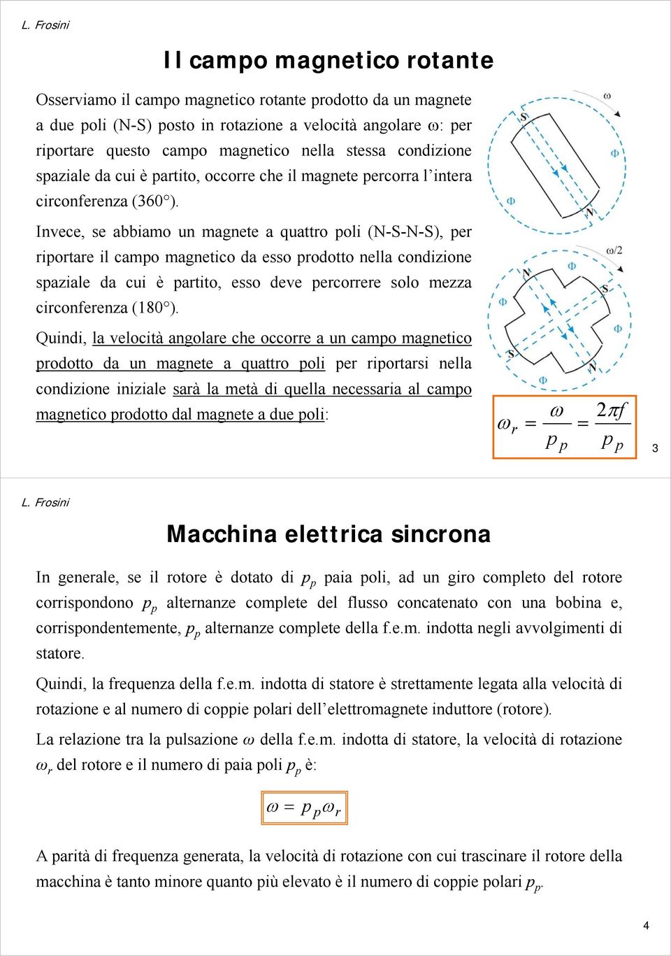 Invece, se abbiamo un magnete a quattro poli (N-S-N-S), per riportare il campo magnetico da esso prodotto nella condizione spaziale da cui è partito, esso deve percorrere solo mezza circonferenza