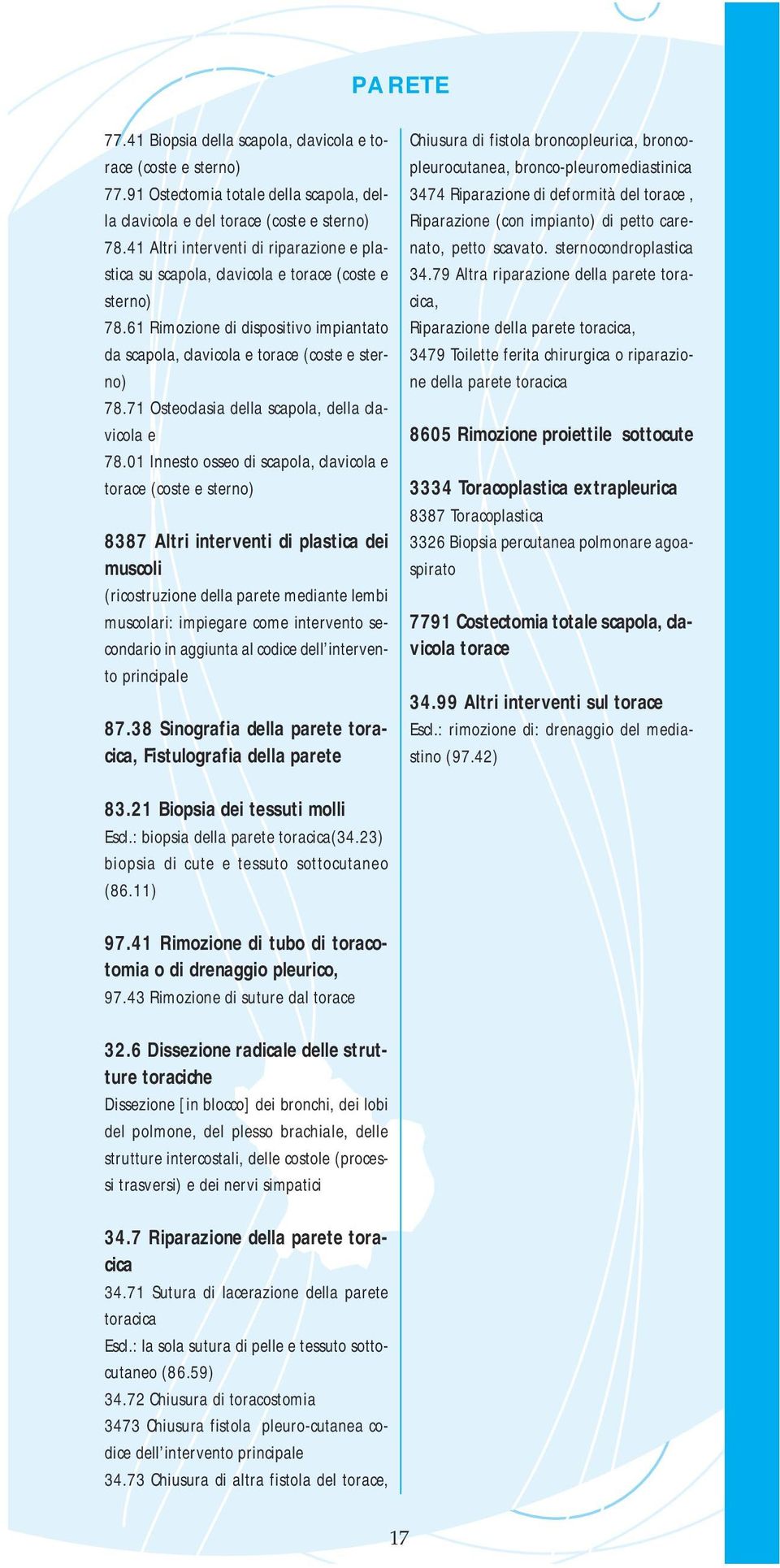 71 Osteoclasia della scapola, della clavicola e 78.