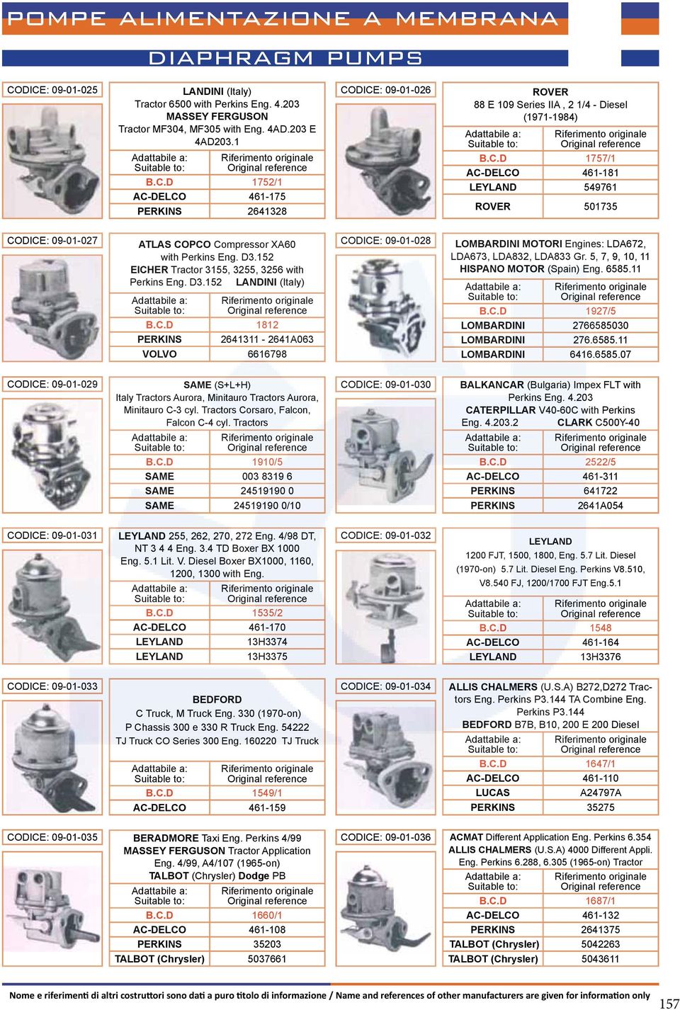 D3.152 EICHER Tractor 3155, 3255, 3256 with Perkins Eng. D3.152 LANDINI (Italy) B.C.D 1812 PERKINS 2641311 2641A063 VOLVO 6616798 : 0901028 LOMBARDINI MOTORI Engines: LDA672, LDA673, LDA832, LDA833 Gr.