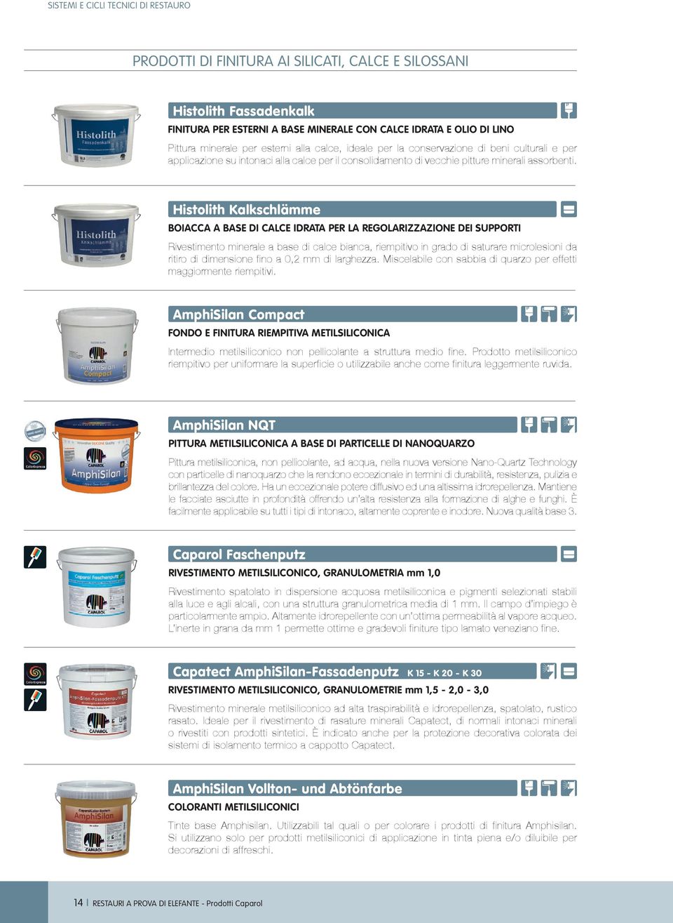 Histolith Kalkschlämme BOIACCA A BASE DI CALCE IDRATA PER LA REGOLARIZZAZIONE DEI SUPPORTI Rivestimento minerale a base di calce bianca, riempitivo in grado di saturare microlesioni da ritiro di