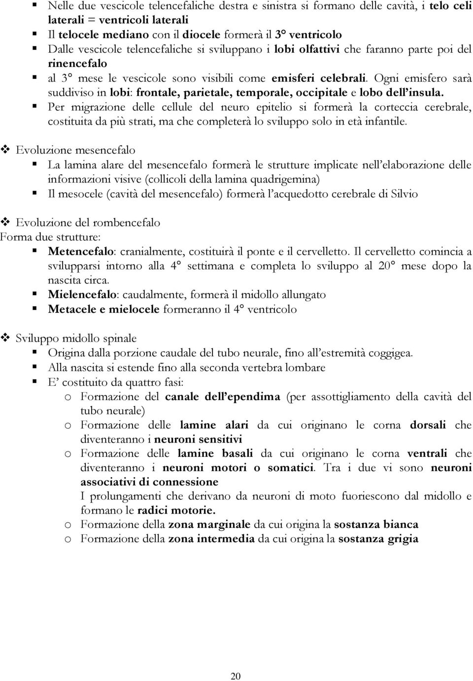 Ogni emisfero sarà suddiviso in lobi: frontale, parietale, temporale, occipitale e lobo dell insula.