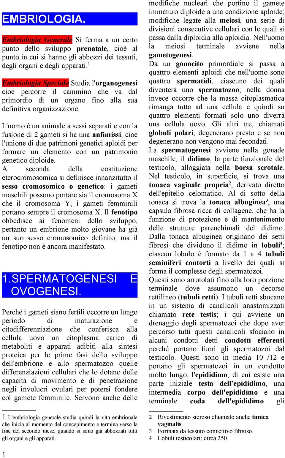 L'uomo è un animale a sessi separati e con la fusione di 2 gameti si ha una anfimissi, cioè l'unione di due patrimoni genetici aploidi per formare un elemento con un patrimonio genetico diploide.