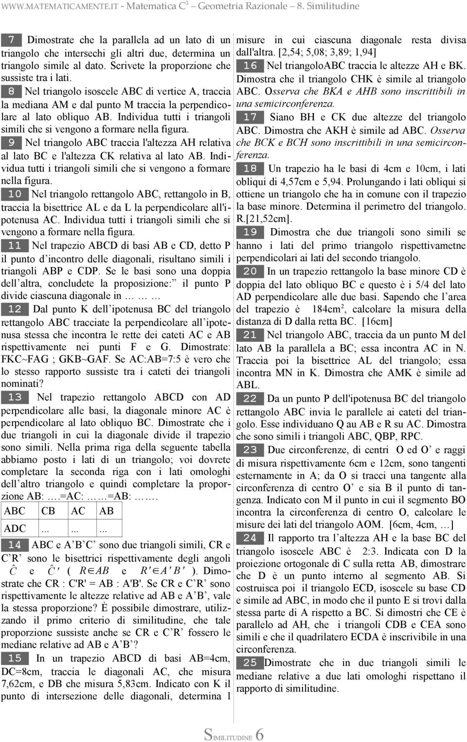 9 Nel triangolo ABC traccia l'altezza AH relativa al lato BC e l'altezza CK relativa al lato AB. Individua tutti i triangoli simili che si vengono a formare nella figura.