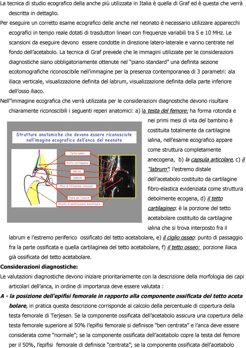 Le scansioni da eseguire devono essere condotte in direzione latero-laterale e vanno centrate nel fondo dell acetabolo.