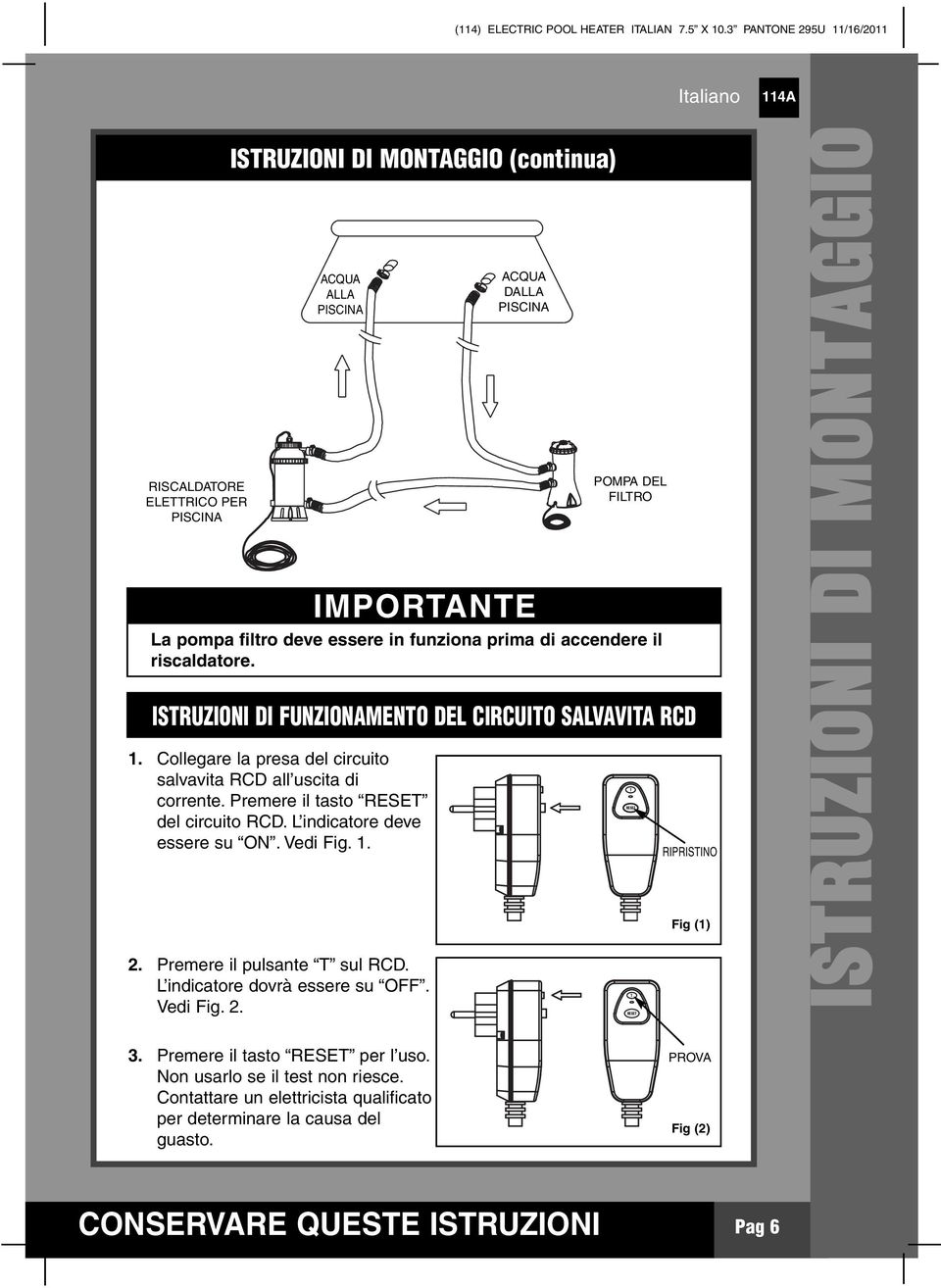 L indicatore dovrà essere su OFF. Vedi Fig. 2.