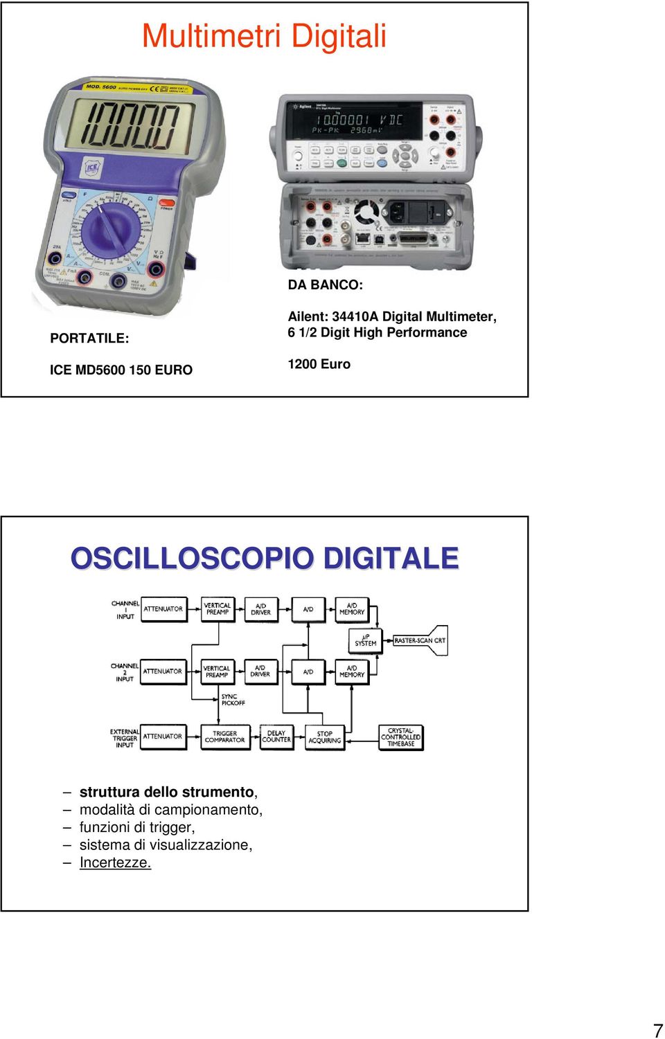 OSCILLOSCOPIO DIGITALE struttura dello strumento, modalità di