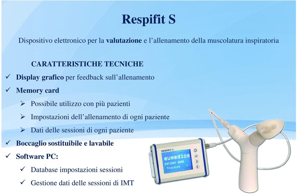 con più pazienti Impostazioni dell allenamento di ogni paziente Dati delle sessioni di ogni paziente